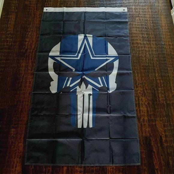 Dallas Cowboys Punisher Flag Banner New 3x5 Ft Man Cave Tailgate Garage - Picture 2 of 2